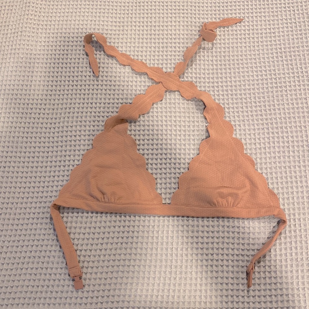 Marysia halter triangle scallop edge top in dusty rose Medium